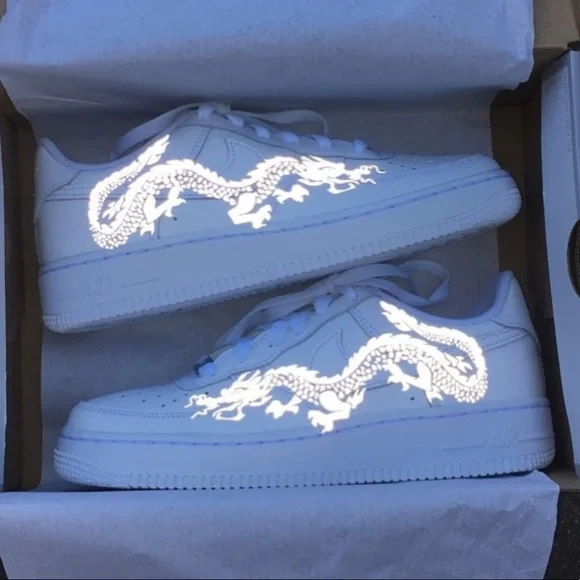 Reflective Dragon Air Force (Men Sizes) Mens Custom Nike Air Force 1 One Ones Dragon Reflective Can  main image 2